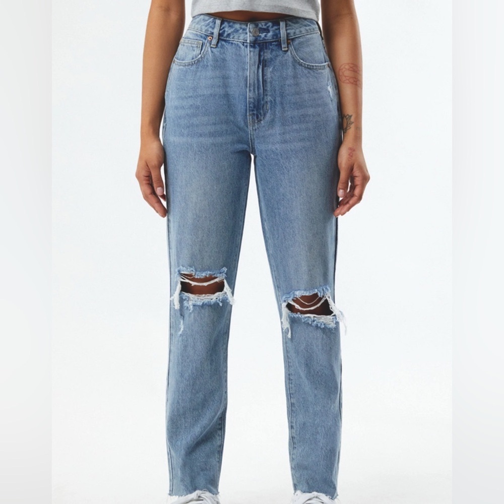 PacSun High Rise Blue Ripped Mom Jeans